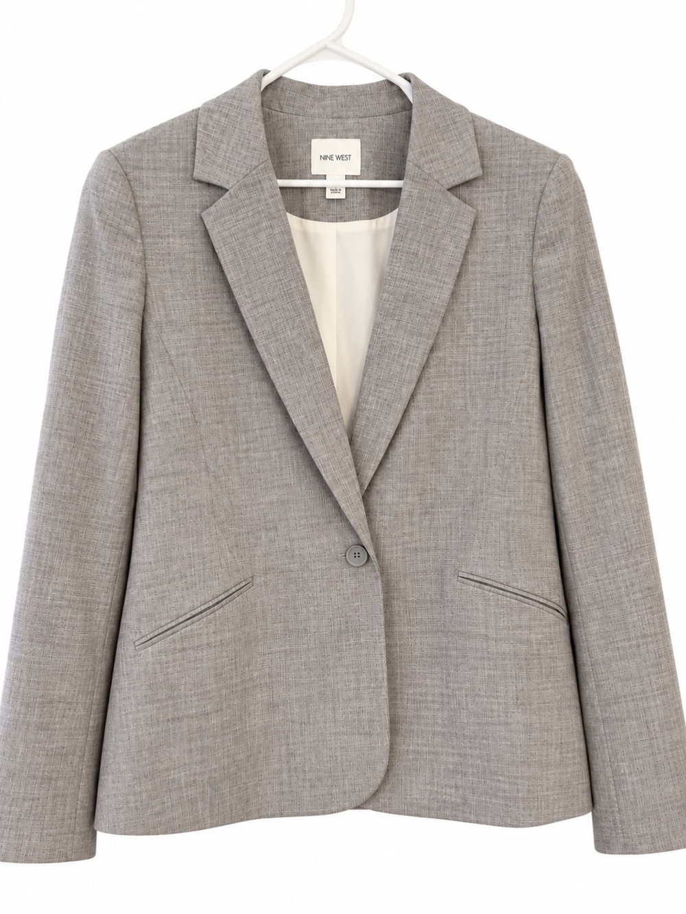 Nine West Light Grey Single-Button Women's Blazer